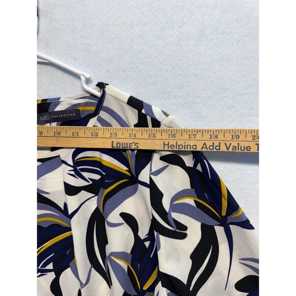 M&S Collection Womens Cream & Navy Floral Print Blouse With 3/4 Sleeves Size 20 - Picture 4 of 10